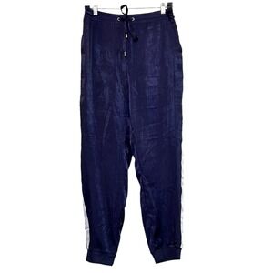 Soprano Cosplay Navy Silky‎ Track Pants Drawstring Waist Tuxedo Stripe Large NWT